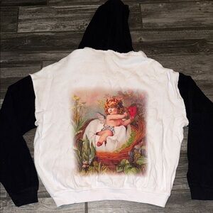 Boys lie oso Angel Print Hoodie with Black Sleeves over size one size